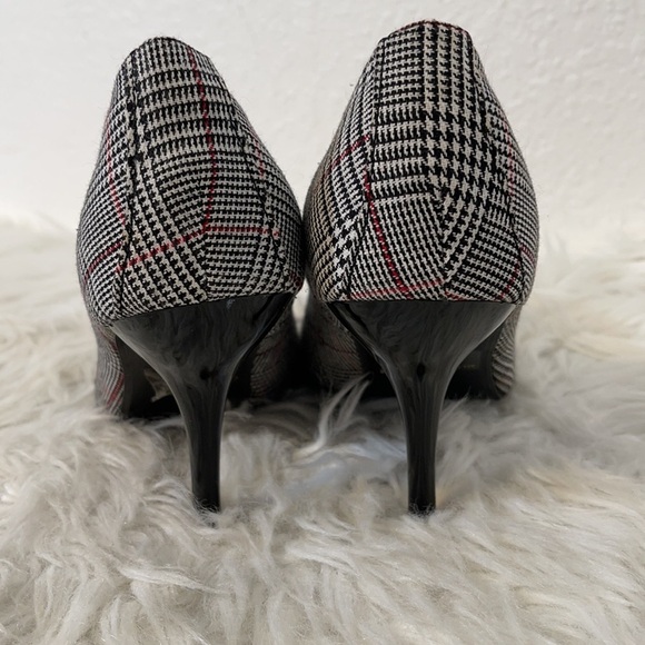 DELICIOUS PLAID PEEP TOE & BOW DECOR HEELS SIZE 8.5 - Picture 3 of 9